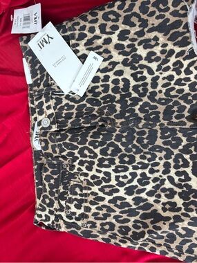 YMI Leopard-Print Denim Mini Skirt - Tan & Black